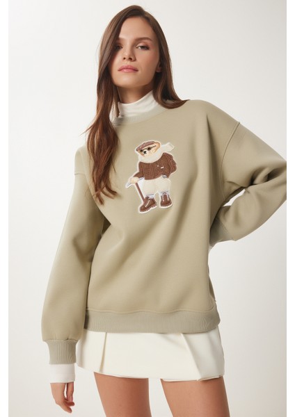 Ayıcık Armalı Şardonlu Örme Sweatshirt fiyatları