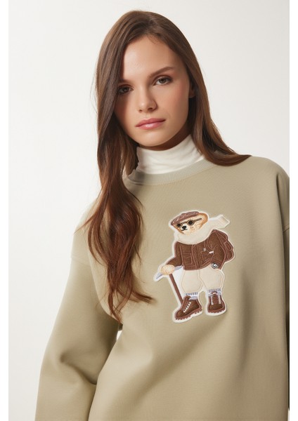 Ayıcık Armalı Şardonlu Örme Sweatshirt modelleri