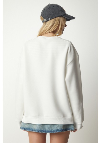 Fermuar Detaylı Şardonlu Sweatshirt LUB0003 EKRU