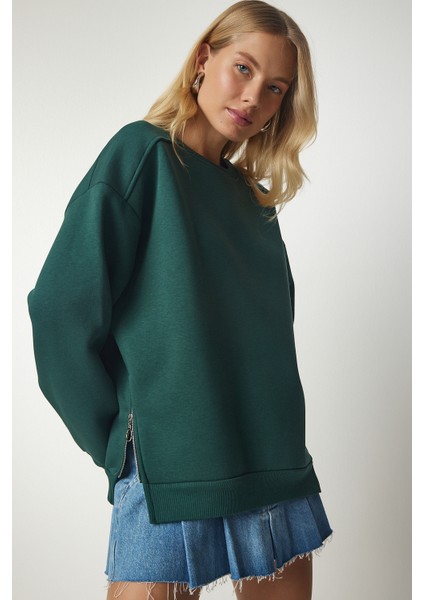 Fermuar Detaylı Şardonlu Sweatshirt LUB0003 HAKİ fırsatları