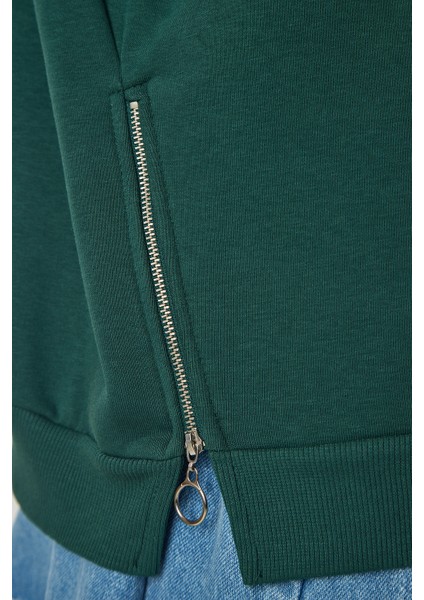 Fermuar Detaylı Şardonlu Sweatshirt LUB0003 HAKİ indirimleri