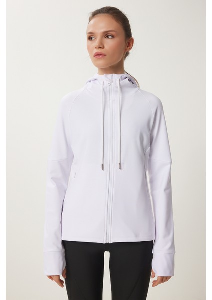 Parmak Detaylı Kapüşonlu Fermuarlı Örme Sweatshirt