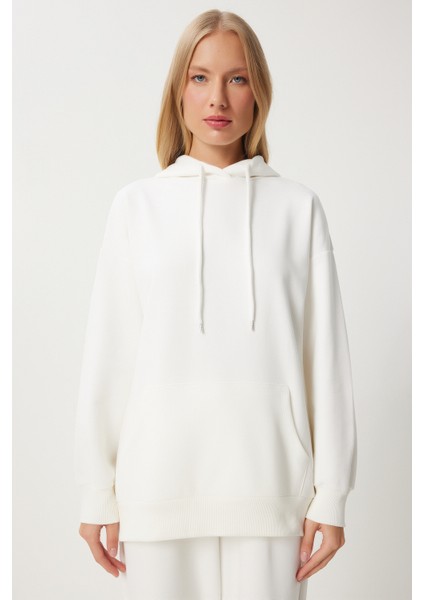 Kapüşonlu Sweatshirt Jogger Oversize Örme Eşofman Takımı LPYS003 EKRU modelleri