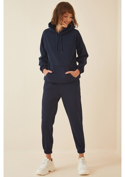 Kapüşonlu Şardonlu Eşofman Takımı LDD0060 LACİVERT fiyatları