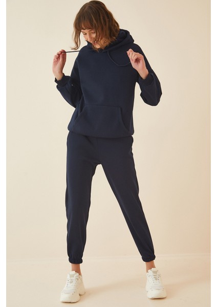 Kapüşonlu Şardonlu Eşofman Takımı LDD0060 LACİVERT modelleri