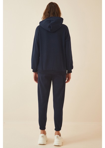 Kapüşonlu Şardonlu Eşofman Takımı LDD0060 LACİVERT fırsatları