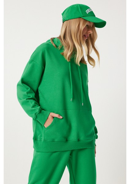 Kapüşonlu Sweatshirt Jogger Oversize Örme Eşofman Takımı