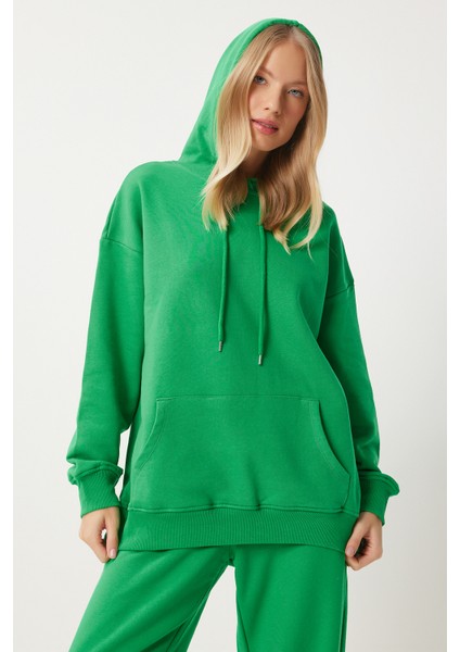 Kapüşonlu Sweatshirt Jogger Oversize Örme Eşofman Takımı