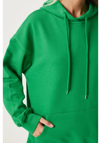 Kapüşonlu Sweatshirt Jogger Oversize Örme Eşofman Takımı