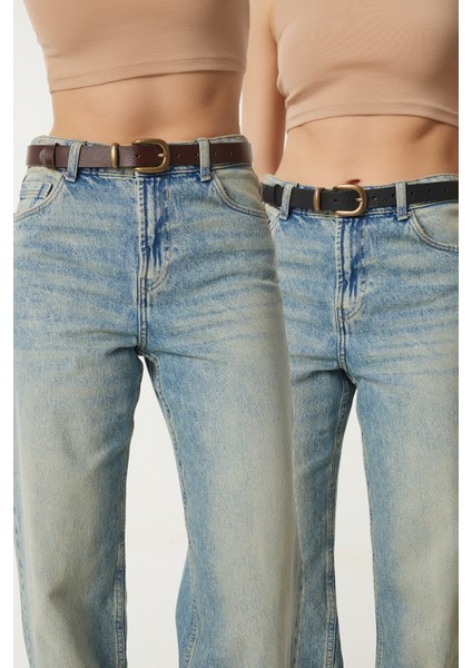 2’li Paket Hakiki Deri Kadın Kemer