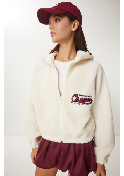 Kapüşonlu Sloganlı Peluş Sweatshirt fiyatları