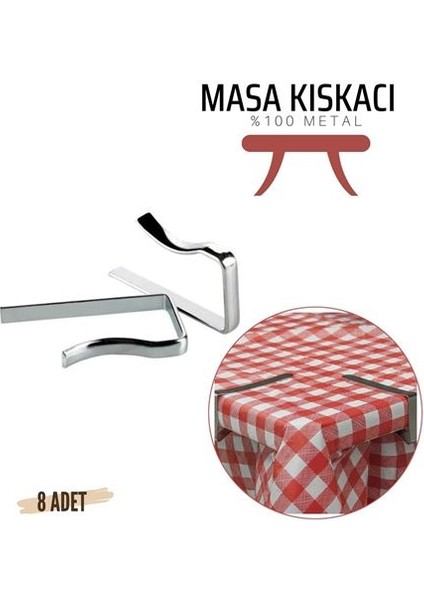 Turk Masa Örtüsü Klipsi - Metal Masa Kelepçesi Masa Örtüsü Sabitleyici 8 Ade - MCT3120-2756