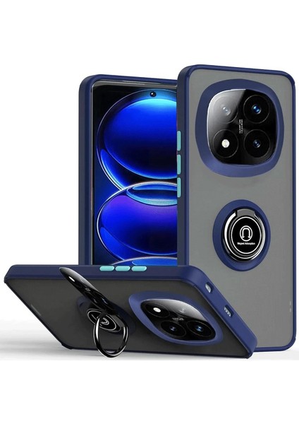 Newface Xiaomi Redmi Note 14 Pro Plus Kılıf Montreal Yüzüklü Silikon Kapak - Lacivert