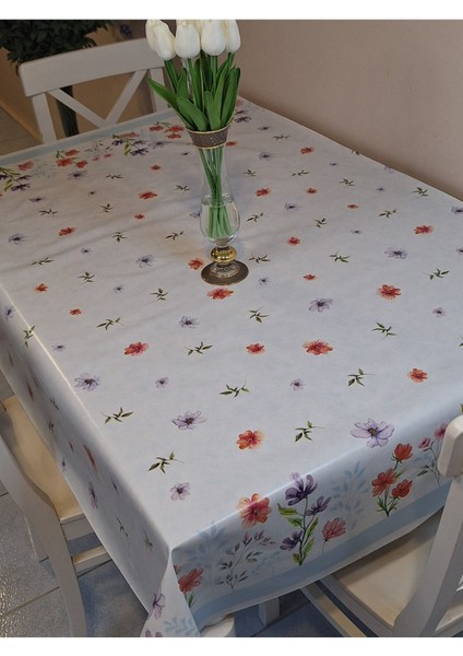 Elyaflı Pvc Muşamba - Desenli Silinebilir Masa Örtüsü ( Mavi )