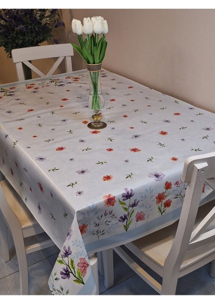 Elyaflı Pvc Muşamba - Desenli Silinebilir Masa Örtüsü ( Mavi )