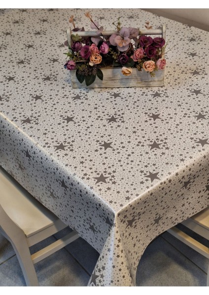 Elyaflı Pvc Muşamba - Desenli Silinebilir Masa Örtüsü (Gümüş) modelleri