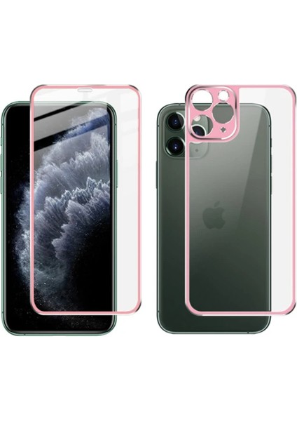 Iphone 11 Pro Max Metal Çerçeve Ön Arka 3D Full Tempered Cam KORUYUCU-(5775) - MCT6937-7431