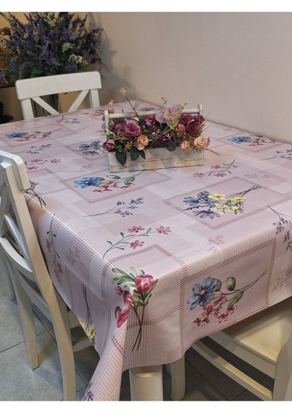 Elyaflı Pvc Muşamba - Desenli Silinebilir Masa Örtüsü ( Pembe)