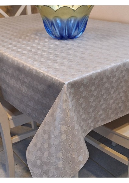 Elyaflı Pvc Muşamba - Desenli Silinebilir Masa Örtüsü ( Gri )