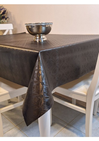 Elyaflı Pvc Muşamba - Desenli Silinebilir Masa Örtüsü ( Siyah)