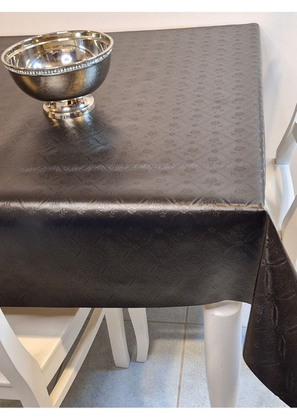 Elyaflı Pvc Muşamba - Desenli Silinebilir Masa Örtüsü ( Siyah) fırsatları