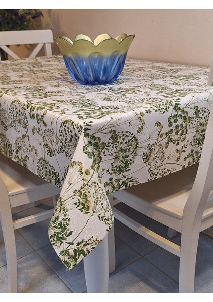 Elyaflı Pvc Muşamba - Desenli Silinebilir Masa Örtüsü ( Yeşil )