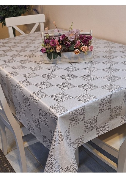 Elyaflı Pvc Muşamba - Desenli Silinebilir Masa Örtüsü ( Gri ) fiyatları
