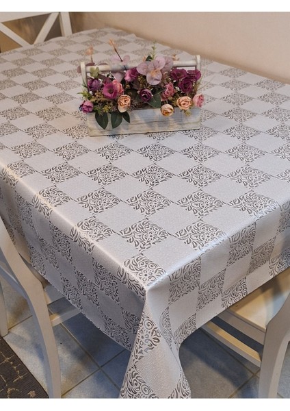 Elyaflı Pvc Muşamba - Desenli Silinebilir Masa Örtüsü ( Gri ) modelleri