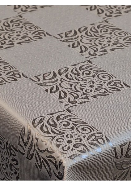 Elyaflı Pvc Muşamba - Desenli Silinebilir Masa Örtüsü ( Gri )