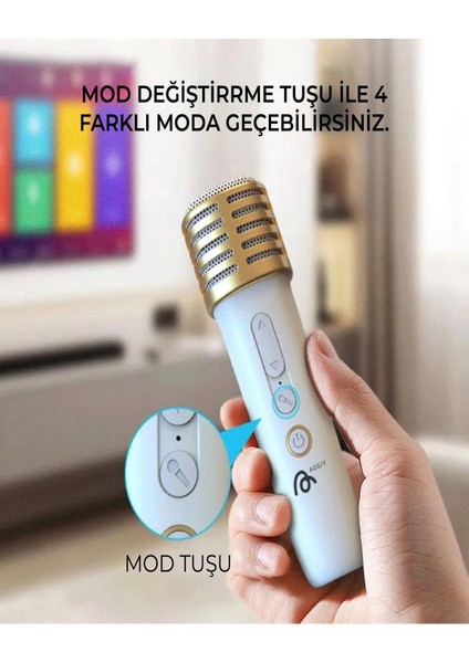 Karaoke Bluetooth Hoparlör Aggıy Ag-S7 Kablosuz Mikrofonlu Rgb LED Parti Işıklı - MCT2282-6600