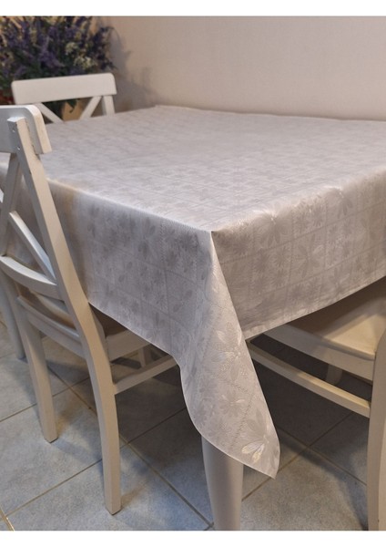 Elyaflı Pvc Muşamba - Desenli Silinebilir Masa Örtüsü ( Gri)