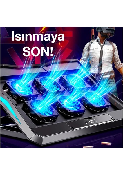 Ally Mc Q3 LED Işıklı Ultra Sessiz Fan Laptop Soğutucu STAND-(5775) - MCT5695-7183