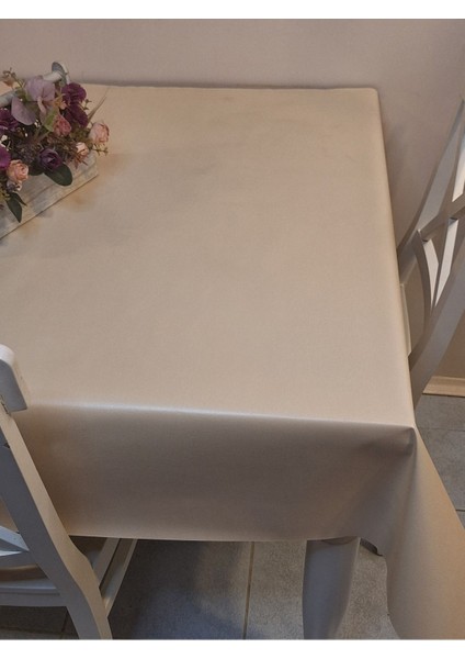 Elyaflı Pvc Muşamba - Desenli Silinebilir Masa Örtüsü ( Bej) fırsatları
