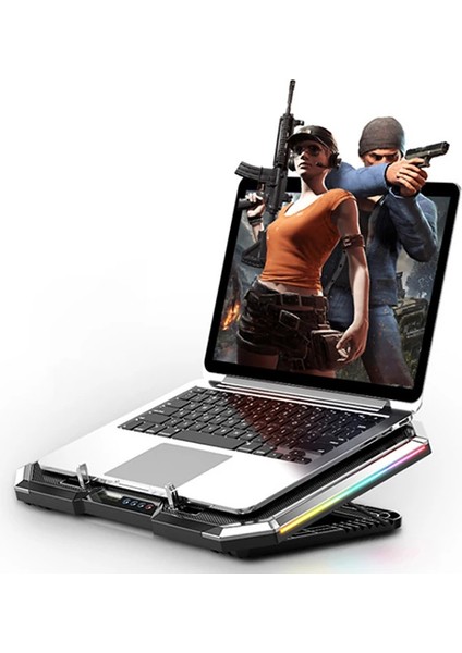 Mc Q8 6 Fanlı Oyuncu Notebook Soğutucu Stand Yükseklik Ayarlanabilir LED Işıkl - MCT9930-9909