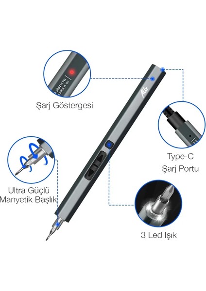 Ally 40 Elektrikli Kalem Tornavida Seti Mini Şarjlı TORNAVIDA-(5775) - MCT5844-9068