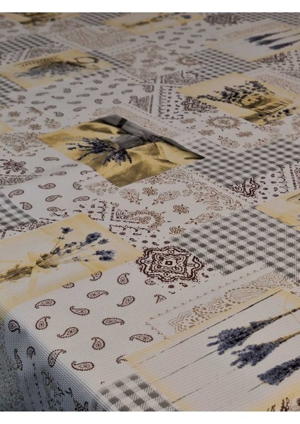 Kaydırmaz Tabanlı Pvc Muşamba - Desenli Silinebilir 120 x 150 Hazır Masa Örtüsü