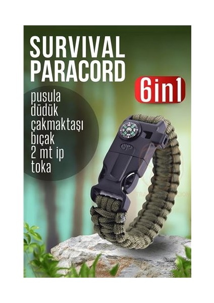 Turk Survival Kit Paracord Kamp Kiti Hayatta Kalma Kamp Bilekliği - MCT2359-1176