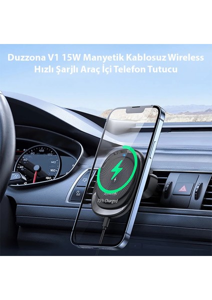 Duzzona V1 15W Manyetik Kablosuz Wireless Hızlı Şarjlı Araç Içi Telefon Tutuc - MCT3650-9704 fiyatları