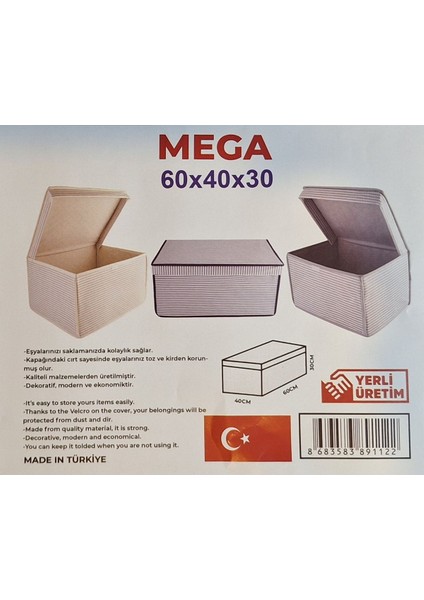 Çok Amaçlı Saklama Kutusu Mega 60 x 40 x 30 cm