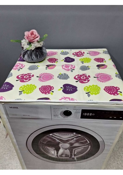 Renkli Desenli Duck Kumaş Çamaşır ve Kurutma Makinesi Örtüsü 120X60CM