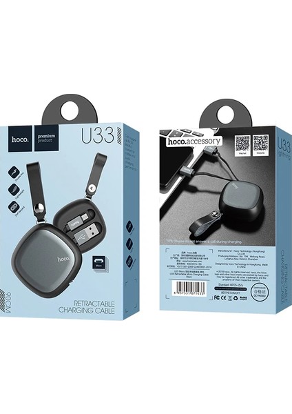 Hoco U33 Taşıma Çantalı Mikro USB KABLO-(5775) - MCT8235-1494