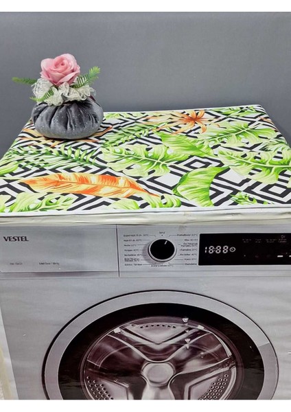 Renkli Desenli Duck Kumaş Çamaşır ve Kurutma Makinesi Örtüsü 120X60CM