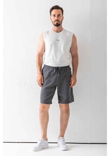 Erkek Beli Ayarlanabilir Çift Cepli Şort Antrasit - 9239 fiyatları