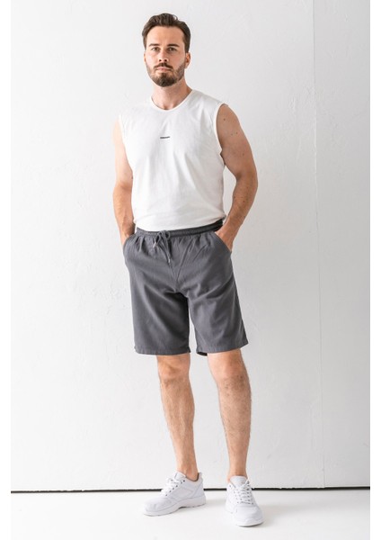 Erkek Beli Ayarlanabilir Çift Cepli Şort Antrasit - 9239 indirimleri