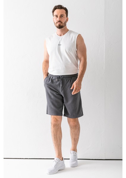 Erkek Beli Ayarlanabilir Çift Cepli Şort Antrasit - 9239