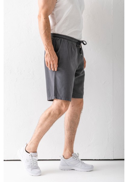 Erkek Beli Ayarlanabilir Çift Cepli Şort Antrasit - 9239