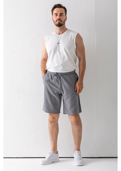 Erkek Beli Ayarlanabilir Çift Cepli Şort Gri - 9239 fırsatları