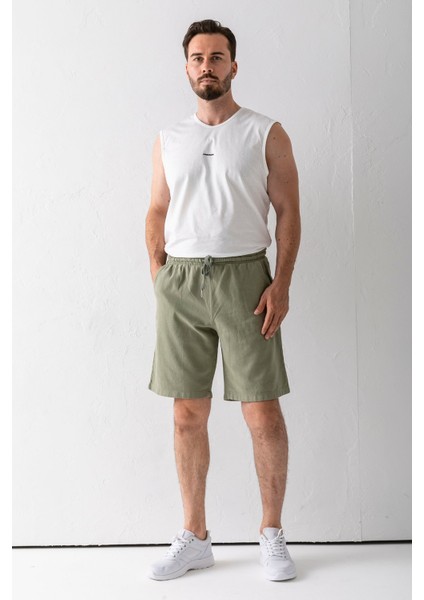 Erkek Beli Ayarlanabilir Çift Cepli Şort Haki - 9239 fiyatları
