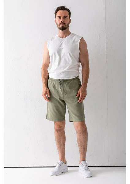 Erkek Beli Ayarlanabilir Çift Cepli Şort Haki - 9239 modelleri