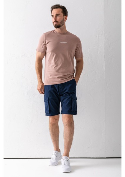 Erkek Düğme Kapamalı Kargo Cepli Pamuklu Şort Lacivert - 2855 fiyatları